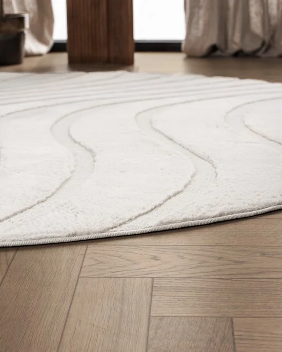 Rond wit Scandinavisch vloerkleed